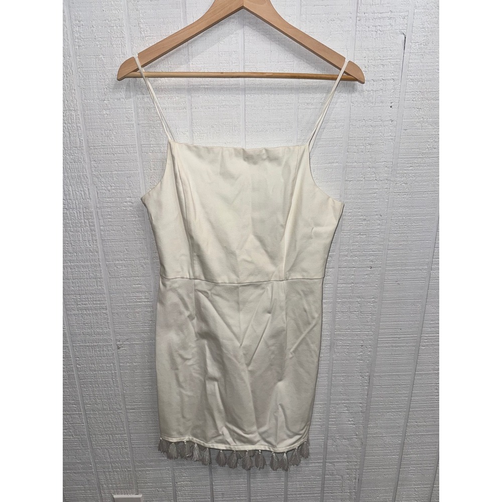 Sugar Lips Mini Dress Women Cream Tassel Hem Spaghetti Strap STD11438 Medium
